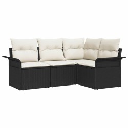 Ensemble de canapé de jardin avec coussin 4 pcs Noir polyrotin 518770518770