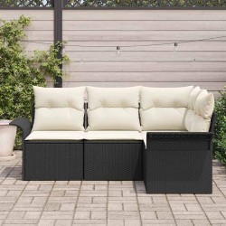 Ensemble de canapé de jardin avec coussin 4 pcs Noir polyrotin 518770518770