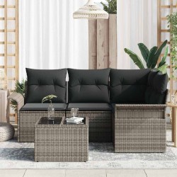 Ensemble de canapé de jardin avec coussin 5 pcs Gris polyrotin 518771518771