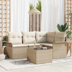 Ensemble de canapé de jardin avec coussin 5 pcs Beige polyrotin 518772518772