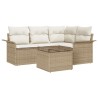Ensemble de canapé de jardin avec coussin 5 pcs Beige polyrotin 518772518772