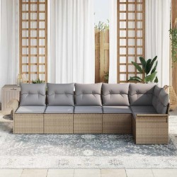 Ensemble de canapé de jardin avec coussin 6 pcs Beige polyrotin 518773518773