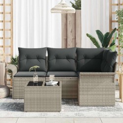 Ensemble de canapé de jardin 5 pcs Gris clair polyrotin 518774518774