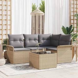 Ensemble de canapé de jardin avec coussin 5 pcs Beige polyrotin 518776518776