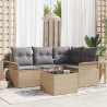 Ensemble de canapé de jardin avec coussin 5 pcs Beige polyrotin 518776518776