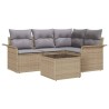 Ensemble de canapé de jardin avec coussin 5 pcs Beige polyrotin 518776518776