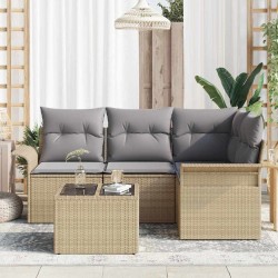 Ensemble de canapé de jardin avec coussin 5 pcs Beige polyrotin 518776518776