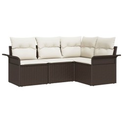 Ensemble de canapé de jardin 4 pcs Marron polyrotin 518778518778
