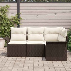 Ensemble de canapé de jardin 4 pcs Marron polyrotin 518778518778