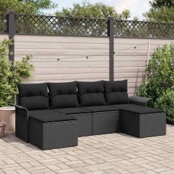 Ensemble de canapé de jardin avec coussin 6 pcs Noir polyrotin 518779518779