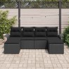 Ensemble de canapé de jardin avec coussin 6 pcs Noir polyrotin 518779518779