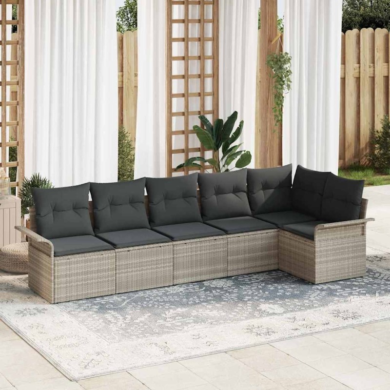 Ensemble de canapé de jardin 6 pcs Gris clair polyrotin 518780518780