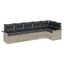 Ensemble de canapé de jardin 6 pcs Gris clair polyrotin 518780518780