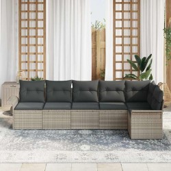 Ensemble de canapé de jardin 6 pcs Gris clair polyrotin 518780518780