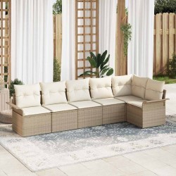 Ensemble de canapé de jardin avec coussin 6 pcs Beige polyrotin 518781518781