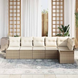 Ensemble de canapé de jardin avec coussin 6 pcs Beige polyrotin 518781518781