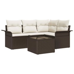 Ensemble de canapé de jardin 5 pcs Marron polyrotin 518783518783