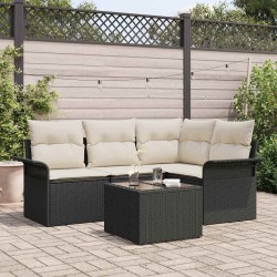 Ensemble de canapé de jardin avec coussin 5 pcs Noir polyrotin 518784518784