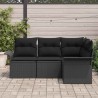 Ensemble de canapé de jardin avec coussin 4 pcs Noir polyrotin 518785518785