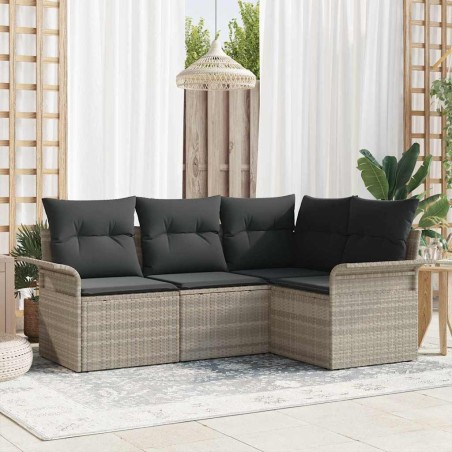 Ensemble de canapé de jardin 4 pcs Gris clair polyrotin 518786518786