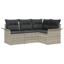Ensemble de canapé de jardin 4 pcs Gris clair polyrotin 518786518786