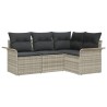 Ensemble de canapé de jardin 4 pcs Gris clair polyrotin 518786518786