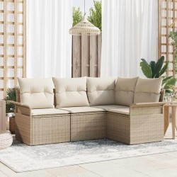 Ensemble de canapé de jardin avec coussin 4 pcs Beige polyrotin 518787518787