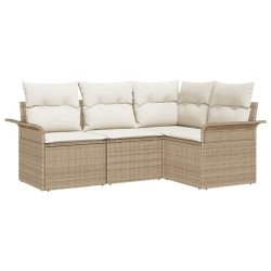 Ensemble de canapé de jardin avec coussin 4 pcs Beige polyrotin 518787518787