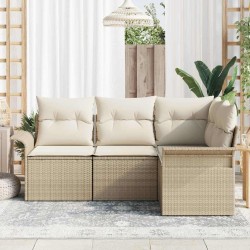 Ensemble de canapé de jardin avec coussin 4 pcs Beige polyrotin 518787518787