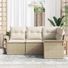 Ensemble de canapé de jardin avec coussin 4 pcs Beige polyrotin 518787518787