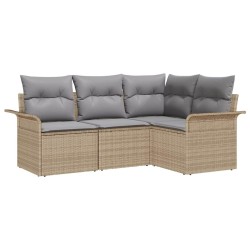 Ensemble de canapé de jardin avec coussin 4 pcs Beige polyrotin 518788518788