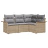 Ensemble de canapé de jardin avec coussin 4 pcs Beige polyrotin 518788518788