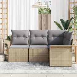 Ensemble de canapé de jardin avec coussin 4 pcs Beige polyrotin 518788518788