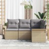 Ensemble de canapé de jardin avec coussin 4 pcs Beige polyrotin 518788518788