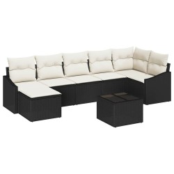 Ensemble de Canapés avec coussin 8 pcs Noir polyrotin 518793518793
