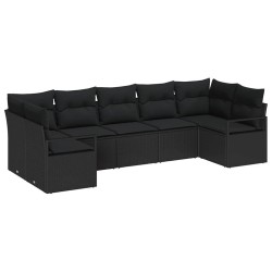 Ensemble de Canapés avec coussin 7 pcs Noir polyrotin 518794518794