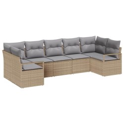 Ensemble de Canapés avec coussin 7 pcs Beige polyrotin 518795518795