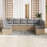 Ensemble de Canapés avec coussin 7 pcs Beige polyrotin 518795518795