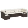 Ensemble de Canapés avec coussin 7 pcs Marron polyrotin 518796518796