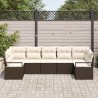 Ensemble de Canapés avec coussin 7 pcs Marron polyrotin 518796518796