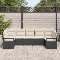 Ensemble de Canapés avec coussin 7 pcs Noir polyrotin 518797518797