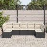 Ensemble de Canapés avec coussin 7 pcs Noir polyrotin 518797518797