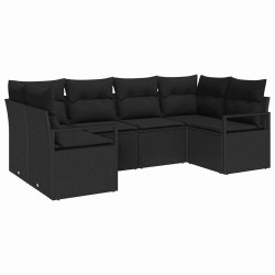 Ensemble de Canapés avec coussin 6 pcs Noir polyrotin 518798518798