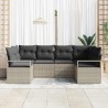 Ensemble de Canapés avec coussin 6 pcs Gris clair polyrotin 518799518799