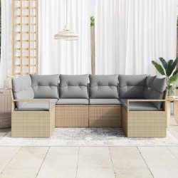 Ensemble de Canapés avec coussin 6 pcs Beige polyrotin 518800518800