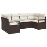 Ensemble de Canapés avec coussin 6 pcs Marron polyrotin 518801518801