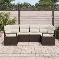 Ensemble de Canapés avec coussin 6 pcs Marron polyrotin 518801518801
