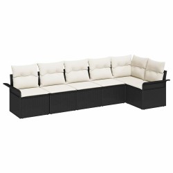 Ensemble de canapé de jardin avec coussin 6 pcs Noir polyrotin 518805518805