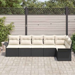 Ensemble de canapé de jardin avec coussin 6 pcs Noir polyrotin 518805518805