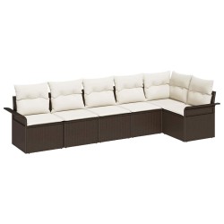 Ensemble de canapé de jardin 6 pcs Marron polyrotin 518806518806